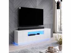 Meuble tv design blanc brillant + led 184 cm flow