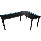 Möbelsystem - Grand Bureau d'angle en l réversible Table de bureau avec LED:noir