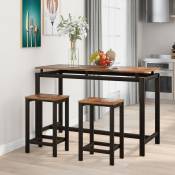 Okwish - Ensemble de table de bar, table et chaises de bar en bois de fer, table et chaises de cuisine, table de bar et tabourets de bar, restaurant,