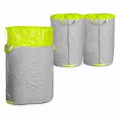 Oviala - Lot de 3 sacs de jardin refermable 270l polyester gris - Gris