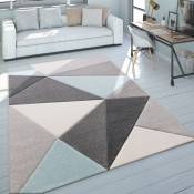 Paco Home - Tapis 3D Triangles Pastel Tendance Gris