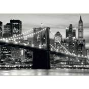 Papier peint panoramique Pont de Brooklyn New York - 360 x 254 cm de Sanders&sanders noir et gris