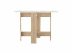 Papillon folding table natural oak and marble 103 x