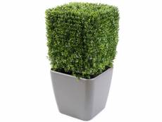 Plante artificielle haute gamme spécial extérieur, buis carré artificiel couleur vert - dim : 85 x 50 cm