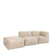 Pouf modulable sofa velours côtelé (3 pcs) beige