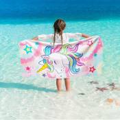 Rhafayre - Serviette de plage Licorne pour enfants