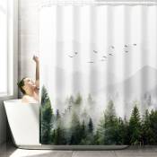 Rideau de douche arbre Nature rideaux de douche pour salle de bain, rideau de douche cool pour homme rideau de douche forêt accessoires de salle de
