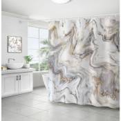 Rideau de douche Motif abstrait en tissu pour salle de bain avec crochets (texture d'encre de marbre, 70,8' w x 70,8' l)