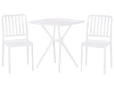 Set de jardin avec table et 2 chaises blanc