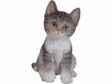 Statue de jardin chaton en résine 20 cm kitten gris