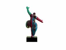 Statue femme jambe levée coulures violet - bleu h33