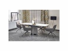 Table à manger design extensible 160-220 x 90 x 76 cm - blanc/gris