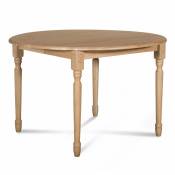Table extensible ronde bois D115 cm avec 1 allonge et Pieds tournés - victoria - Chêne