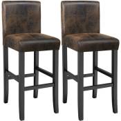 Tectake - Lot de 2 chaises de bar - lot de 2 tabourets de bar, tabourets, chaises haute bar - marron foncé