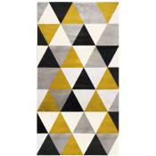 Thedecofactory - geo scandi - Tapis toucher laineux motif triangles jaune 80x150 - Jaune