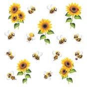 Un lot de Stickers Muraux tournesols abeilles Autocollant