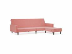 Vidaxl canapé-lit à 2 places avec repose-pied rose velours