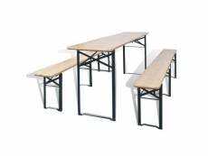 Vidaxl table avec 2 bancs 220 cm bois de sapin 42207