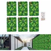 6 pièces de mur de plantes artificielles vertes 40x60cm