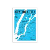 Affiche 50x70 cm - Carte New-York City - Olivier Bourdereau