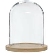 Atmosphera - Cloche verre et bois H29,5cm créateur d'intérieur - Transparent