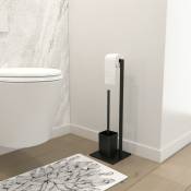Aurlane - Brosse wc noir mat avec socle - cuby wc