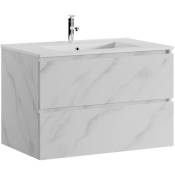 Badplaats - Meuble de salle de bain Inca 80 cm Marbre Blanc - - Blanc marbre