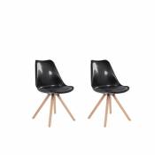 Beliani Lot de 2 chaises noires brillantes avec pieds en bois DAKOTA - noir