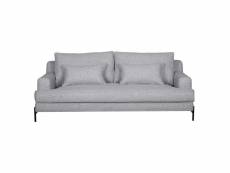 Canapé design 4 places en tissu gris chiné et métal noir puchkine