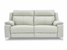 Canapé droit relaxation électrique 3 places en cuir kara - gris clair