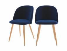 Chaise cozy en velours bleu foncé (lot de 2)