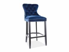 Chaise de bar baroque velours capitonné bleu nebul 249