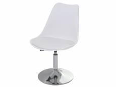 Chaise pivotante malmö t501, chaise de cuisine, réglable en hauteur, similicuir ~ blanc, socle chromé