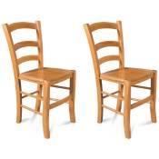 Chaises bois assise bois (lot de 2) - tina - bois foncé
