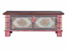 Coffre de rangement en bois de manguier coloris rose vieilli - longueur 116 x profondeur 40 x hauteur 45 cm