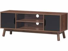 Costway meuble tv du milieu du siècle, meuble de rangement multifonctionnel en bois avec 2 portes d'armoire et 2 étagères ouvertes, console tv en bois