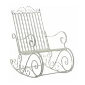 Décoshop26 - Chaise fauteuil à bascule rocking chair pour jardin en fer blanc vieilli - blante