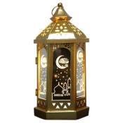 Eid Mubarak led LumièRes Lampe Lanterne en MéTal Batterie Veilleuse Ramadan DéCoration-Lune 1