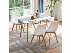 Ensemble de table et chaises - table blanche avec 4 chaises au design scandinave
