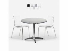 Ensemble extérieur 4 chaises design moderne table ronde 70cm acier remos Grand Soleil