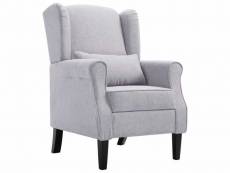 Fauteuil chaise siège lounge design club sofa salon gris clair tissu helloshop26 1102203par3