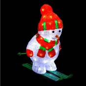 Fééric Lights And Christmas - Déco lumineuse Bonhomme de neige sur Ski 60 led Blanc froid h 44.8 cm - Feeric Christmas - Blanc froid