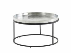 Finebuy table basse de salon aluminium 62x62x36 cm ronde métal | petite table de canapé martelé | design table d'appoint plateau amovible style modern