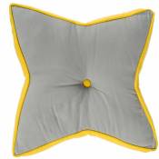 Homescapes - Coussin de sol en forme d'étoile gris et jaune - Gris et jaune