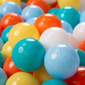 Kiddymoon - 1200/6Cm ∅ Balles Colorées Plastique Pour Piscine Enfant Bébé Fabriqué En eu, Blanc/Jaune/Orange/Baby Blue/Turquoise