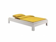 Lit futon thomas couchage simple 90 x 200 cm 1 place/1 personne, en pin massif lasuré blanc