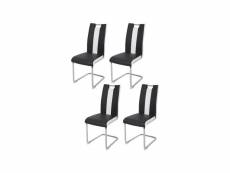 Lot de 4 chaises - simili blanc et noir - l 55 x p 45 x h 99 cm - leon TMLEONCHPUNR4