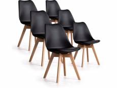 Lot de 6 chaises scandinaves "bjorn"- 48 x 43 x 80 cm - noir.
