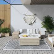 Maisonchic - Tapis extérieur Tapis de jardin Tapis de salon gris et blanc 100x200 cm design réversible 69502