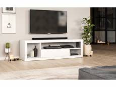 Meuble banc TV - 140 cm - Blanc mat - Style moderne